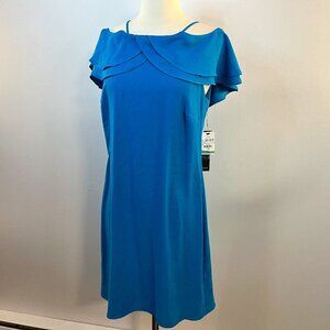 Nicole Miller Women's Turquoise Halter Ruffle Aline Dress - Size 8 - NWT $132